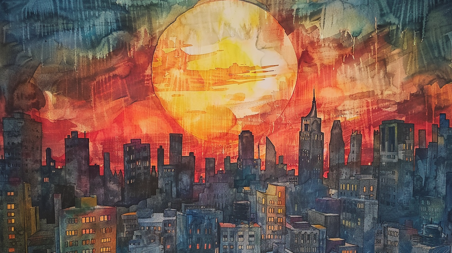 Artistic cityscape representing transformation and new beginnings