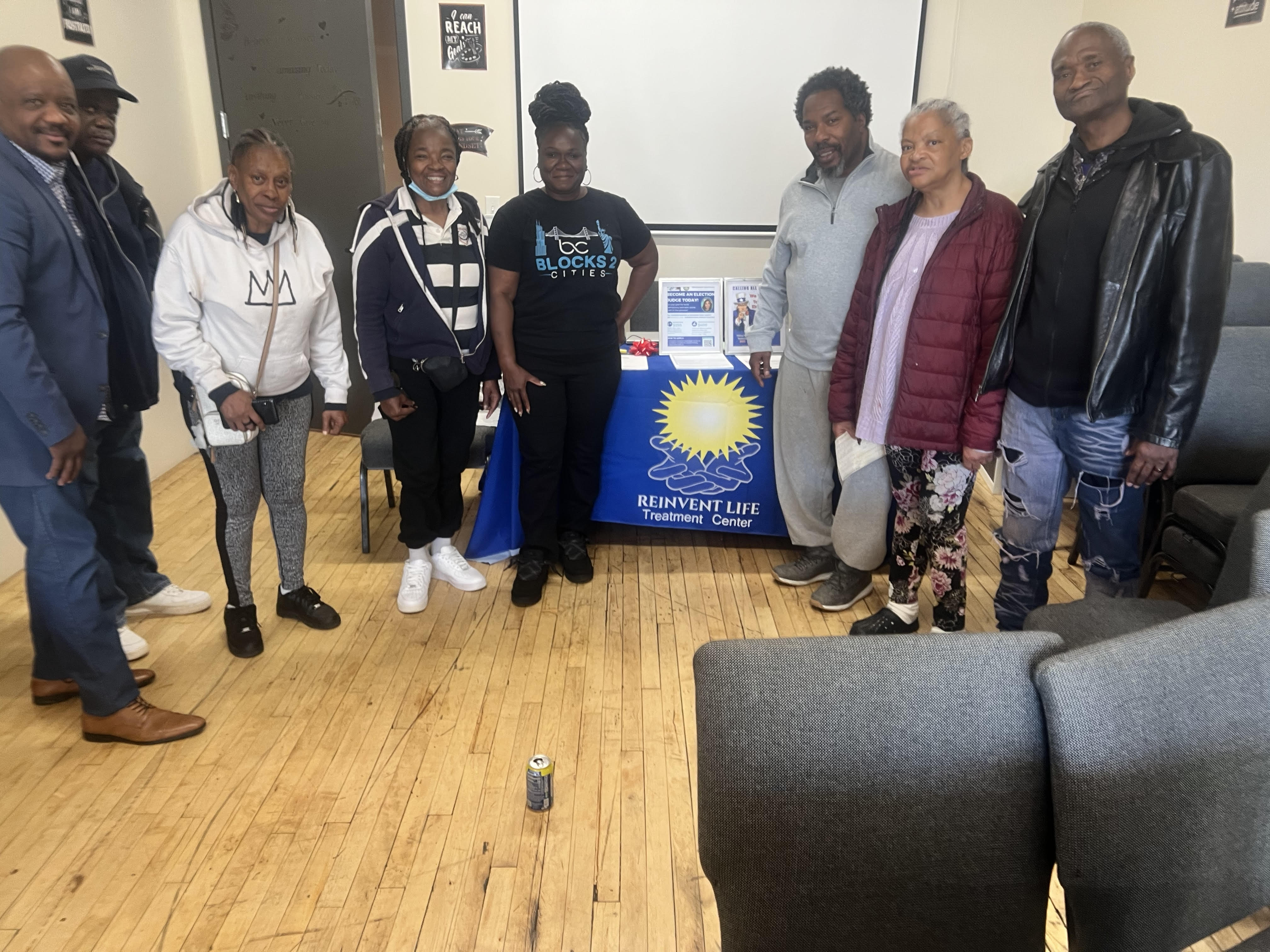 Community member at voter registration table