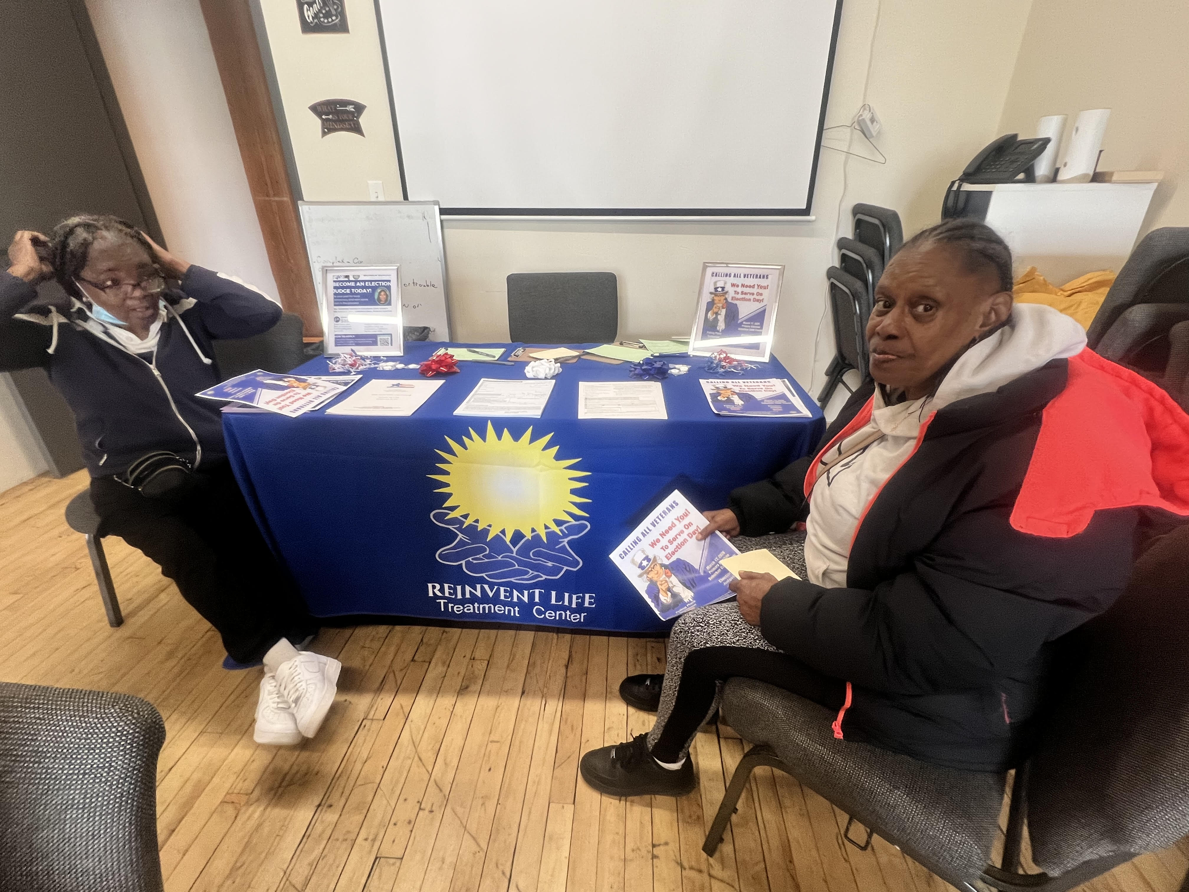 Participants learning about voter registration